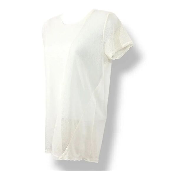 Vintage Y2K Zara Tissue Jersey Knit Crewneck with Sheer Mesh in Ivory Size S - Picture 5 of 9